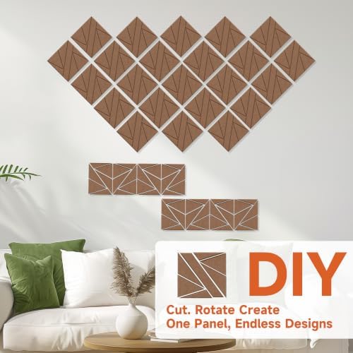 Acoustic Panels with Self Adhesive, 11.8”x11.8”, 12 Pack, Dark Brown - Image 4