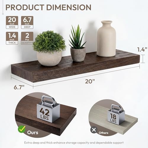 Marsmiles 20in Solid Wood Floating Shelves - Image 3