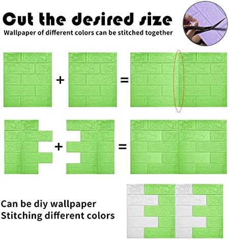 3D Wall Panels Peel and Stick, 58 Sq Ft Coverage, Faux Brick Green - Image 2