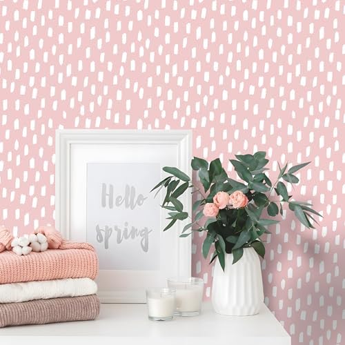 HAOKHOME Pink Wallpaper Peel and Stick Kids Girly Geometric by HAOKHOME