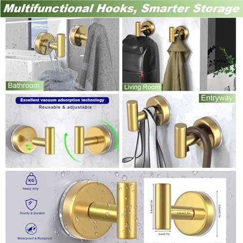 Suction Cup Hooks for Shower, Stainless Steel Shower Hooks for Hanging Towels - Image 6