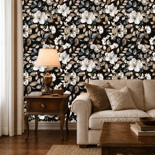 Vintage Dark Floral Peel and Stick Wallpaper 17.7" x 70.8" - Image 6