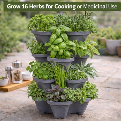 Vertical Garden Planter 4 Tier Stackable System 16 Plants, Space Saving Herb - Image 2