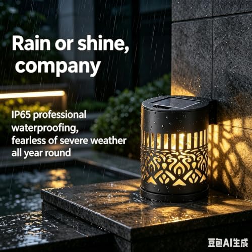 Solar Mandala Outdoor Wall Lights, 4 Pack 7 Color Changing Metal Fence Lanterns - Image 5