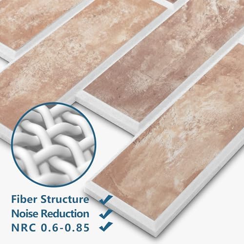 8-Pack 3D Faux Brick Acoustic Wall Panels, 11.8" x 11.8" Peel and Stick PET - Image 3