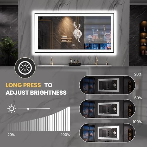 LOAAO 60"X30" LED Bathroom Mirror Black Framed - Image 3