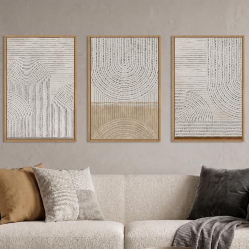 Aryroi Mid Century Modern Arch Circle Framed Canvas Wall Art Set- 16"x24"x3 by Aryroi