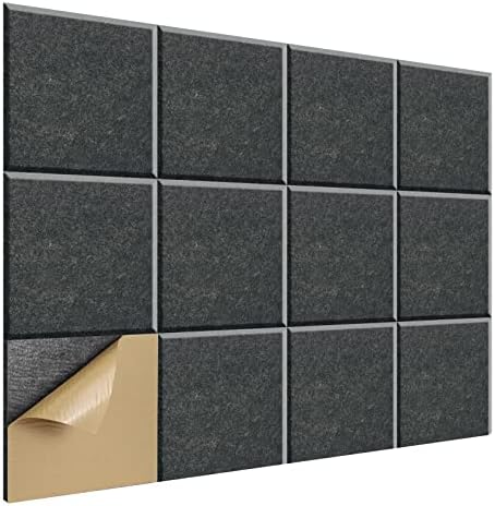 SHJADE Square Acoustic Panels Self-Adhesive, 12 Pack Sound Absorbing Panels by SHJADE