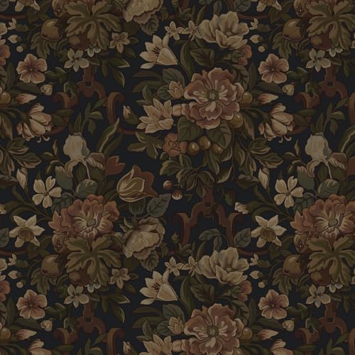 Dimoon Vintage Peel and Stick Wallpaper Dark Blue Floral Contact Paper by DIYYOURMOON