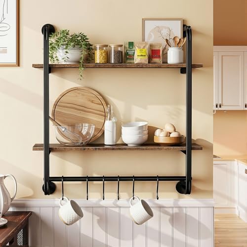 2 Tier Industrial Pipe Floating Shelf by Kssiaz