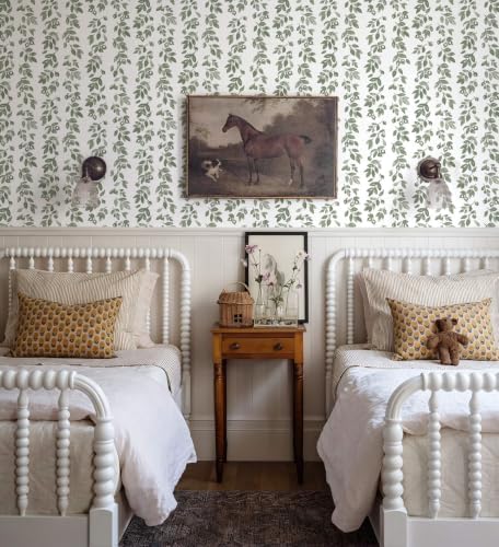 Heroad Green Wallpaper Vintage Peel and Stick Wallpaper Leaf Contact Paper - Image 3