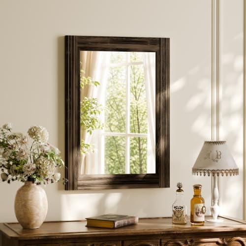 Rectangular Wall Mirror 36" x 24", Solid Wood Frame Bathroom Mirror - Image 7