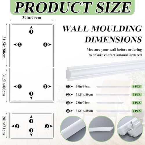 Pangda 3set Peel and Stick Wall Molding Kit 3D Premade - Image 2