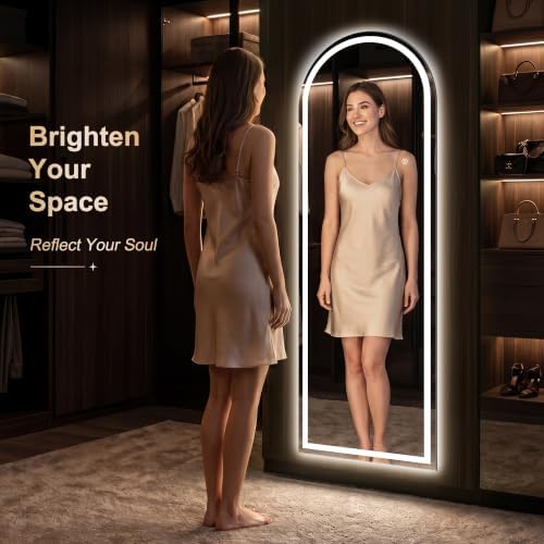 Delma LED Arched Full Length Mirror, Dimmable & 3 Color Lighting, - Image 2