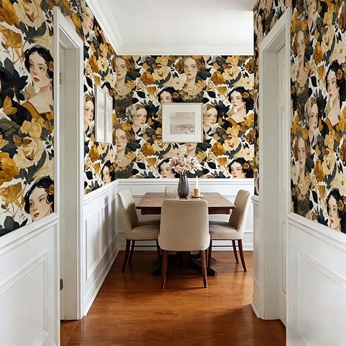 Vintage Floral Portrait Peel and Stick Wallpaper, Butterfly Wallpaper - Image 3