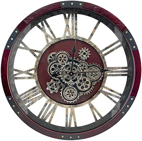 36" Original Moving Gears Wall Clock, Large Industrial Wall Clock by DORBOKER