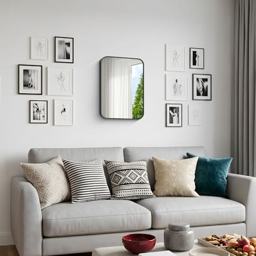 BONEWEI 16x20 inch Bathroom Mirror, Wall Mounted Bathroom Frame Vanity Mirror - Image 6