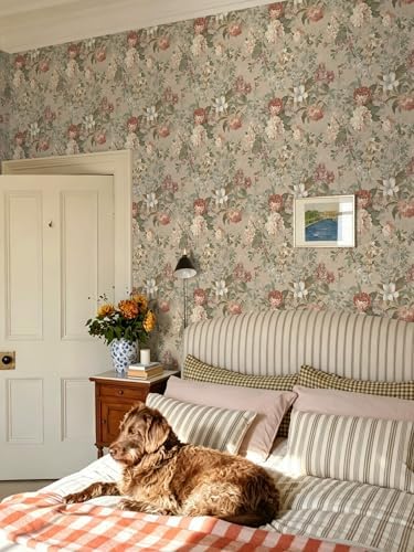 Peel and Stick Wallpaper for Bedroom Vintage Red Floral Self-Adhesive - Image 7