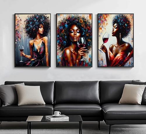 hijyord 3Pcs African American Women Canvas Wall Art 16x24in Unframed - Image 2