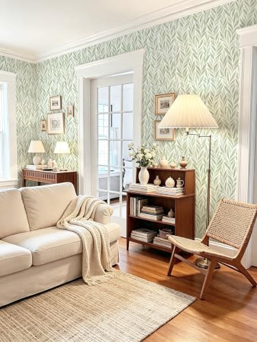 Safiyya Green Leaf Peel and Stick Wallpaper 787"x17.3" Boho Modern Farmhouse - Image 5