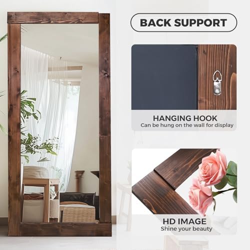 71x32in Full Length Mirror, Solid Wood Convex Frame - Image 3