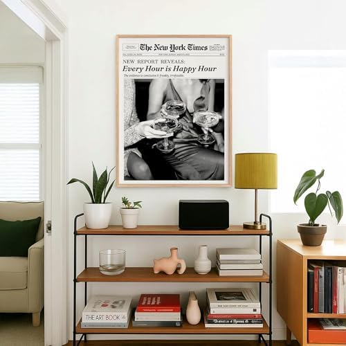 Retro Black and White Newspaper Wall Art 12x16inch Wood Grain Framed Every Hour - Image 4