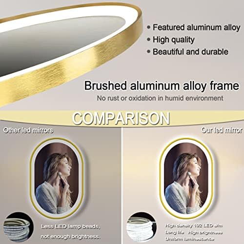 32 X 20 Inch Gold LED Oval Mirror - Image 5