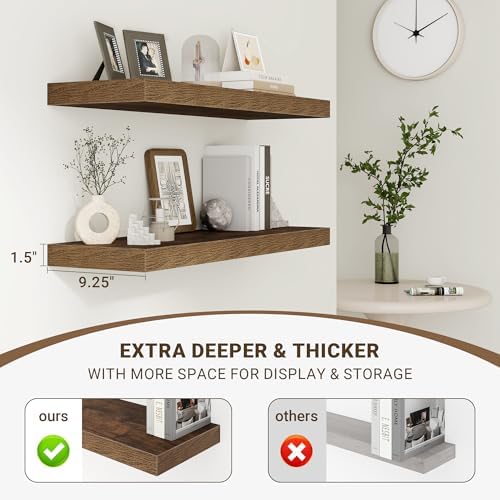 Acovy 55 Inch Floating Shelves, Wooden Shelves - Image 4