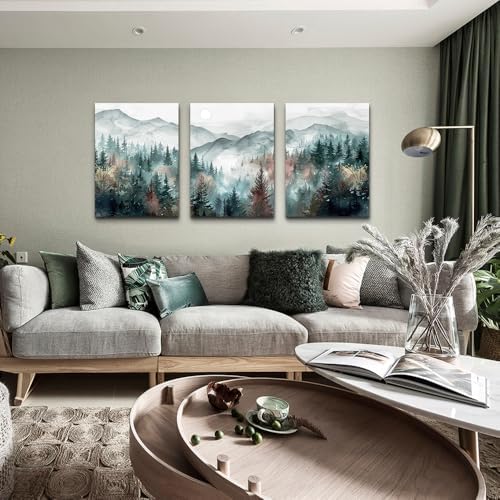 TTHYUEWS Wall Art For Living Room Farmhouse Decor For Bedroom Office Fog Forest - Image 6