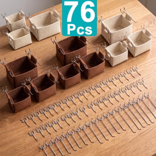 Peg Board, 6 Pack Metal Pegboard Panels and 76 Pcs Hooks and Baskets, Garage - Image 4
