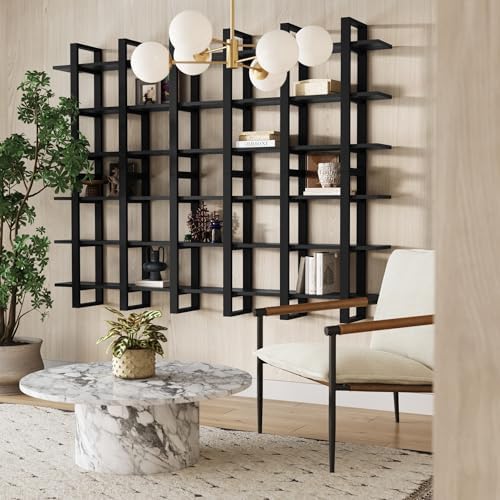 Nathan James Benji Mid Century Wall Unit Bookcase, Decorative Floating 3-Tier - Image 3