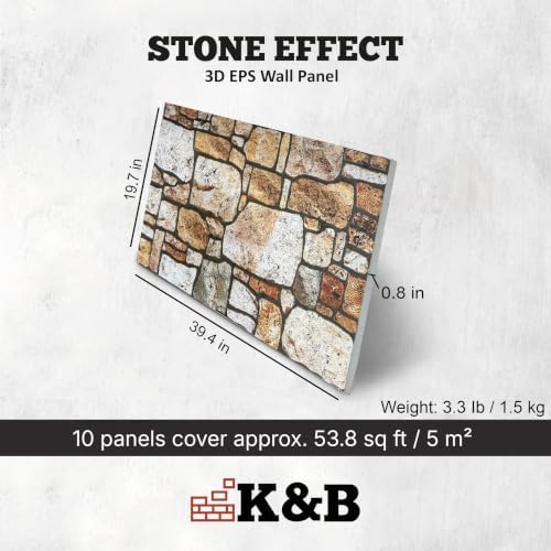 K&B Panels 3D Wall Panels, Stone Effect Styrofoam Wall Panels, Lightweight - Image 3