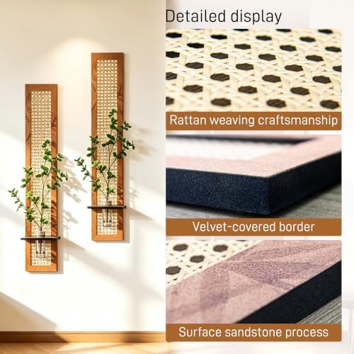 2PC Vertical Bamboo Weaving Wall Art, 47In x 8In - Image 4