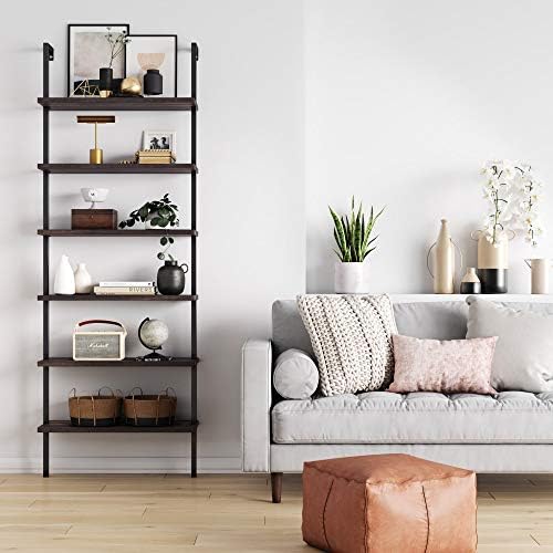 Nathan James Theo 6-Shelf Tall Bookcase, Wall Mount Bookshelf - Image 3