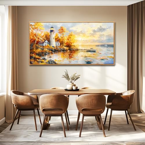 Ocean Beach Canvas Wall Art for Bedroom Lighthouse Seascape Painting 30x60 - Image 5