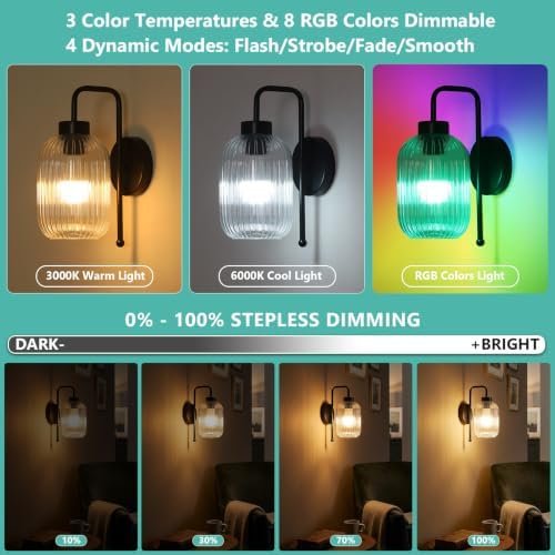 LAMSU Black Battery Operated Wall Sconces Set of 2, Wireless Wall Lights - Image 3