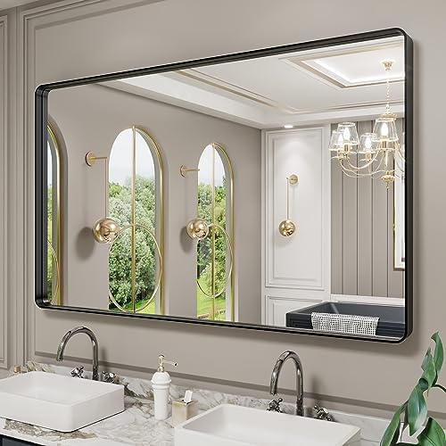 LOAAO 60X36 Inch Black Bathroom Mirror Metal Framed - Image 3