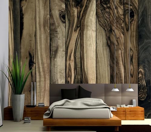 Rustic Wood Plank Grain Pattern Wallpaper Peel Stick by Cliouar