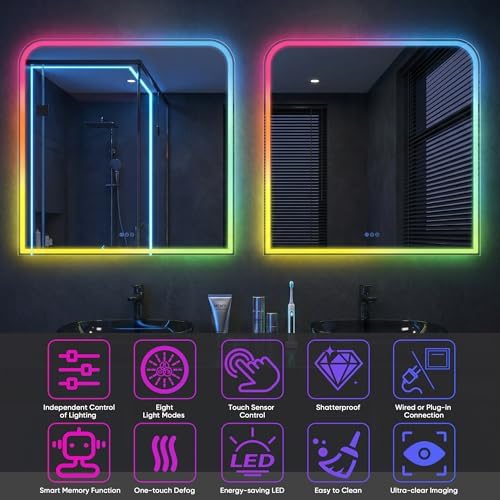 Antok LED Bathroom Mirror 40" L x 30" W, LED Mirror - Image 6