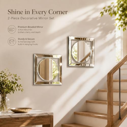 Square Decorative Wall Mirror 12 x 12 Inch, Modern Wall Mounted Accent Mirror - Image 6