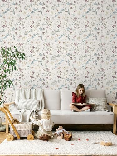 Heroad Boho Floral Bird Botanical Wallpaper Beige Neutral Peel and Stick - Image 3