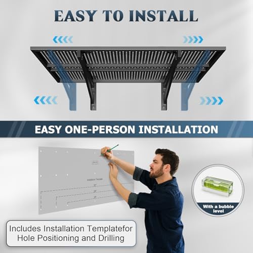 Jusgym 4 Pack Garage Shelving Wall Mounted, 1400LBS Integrated Grid - Image 6