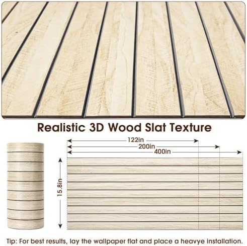 3D Peel and Stick Wall Panels PVC Grille Slat 118"x15.8" Self-Adhesive Wall - Image 5