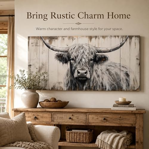 Large Highland Cow Canvas Wall Art, 24x48 Inch - Image 2