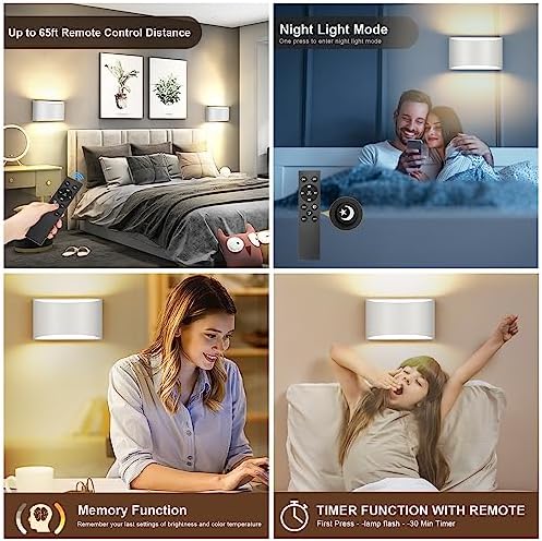 TRLIFE Modern LED Wall Sconces, Remote Control Dimmable and Adjustable Color - Image 4
