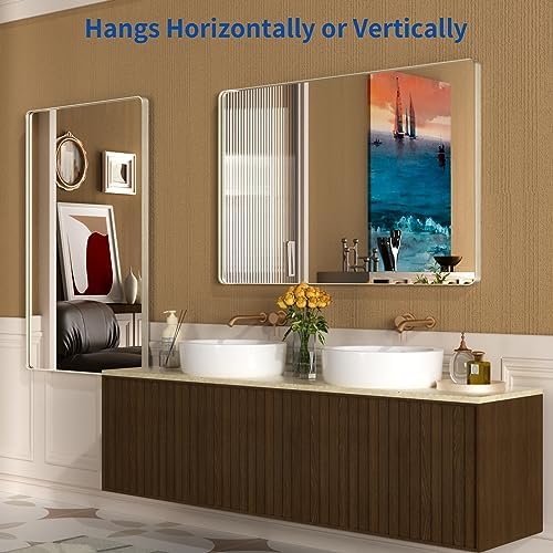 WEER Brushed Nickel Bathroom Vanity Mirror 55X36 Inch - Image 5