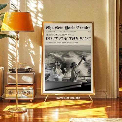 Trendy Newspaper Canvas Wall Art 20x30in Unframed Black And White Prints - Image 2