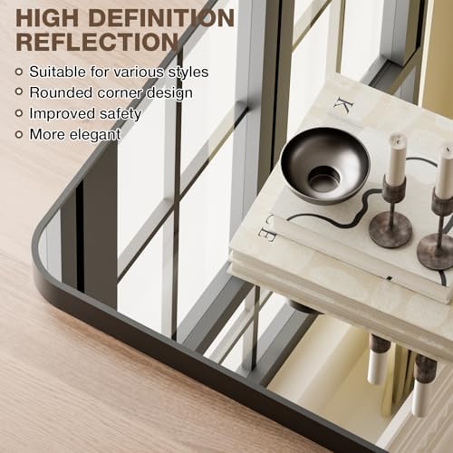 24"x30" Matte Black Rectangle Vanity Bathroom Mirror - Image 2