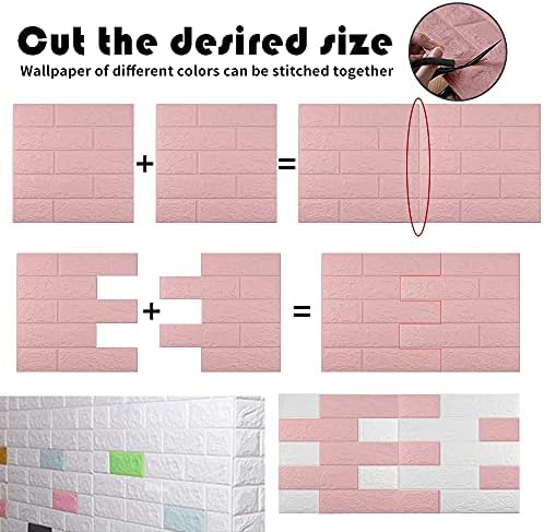 3D Wall Panels Peel and Stick, 58 Sq Ft Coverage, Faux Brick Pink - Image 4