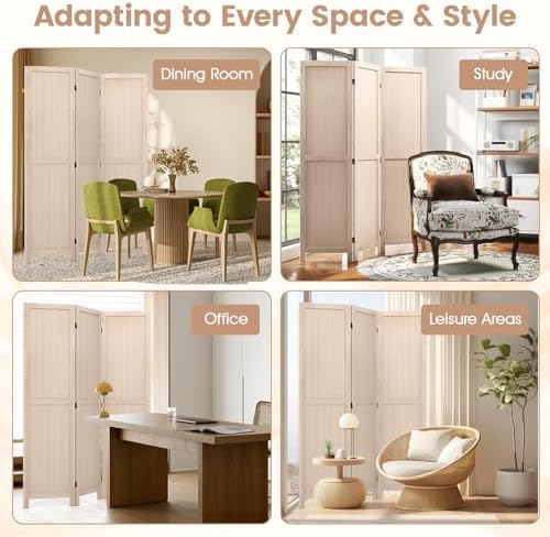 GIANTEX 3 Panel Folding Wooden Room Divider 67" Tall, No Assembly - Image 2